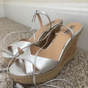 Badgley Mischka silver wedge sandal